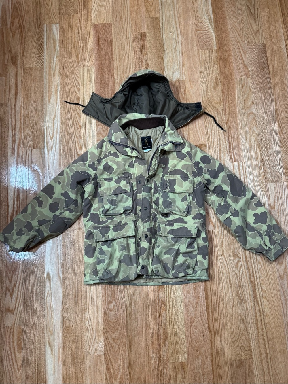 Vintage Browning Goretex Duck Camo Hunting Jacket 80s Men Size Medium